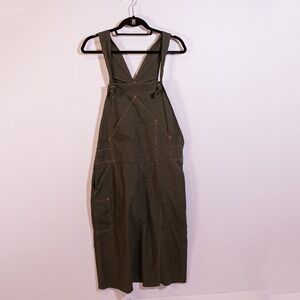 NEW Utility Canvas Cotton V Neck Sleeveless Rugged Overalls Jumpsuits Jumper M